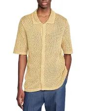 Sandro Crochet Classic Fit Button Down Shirt