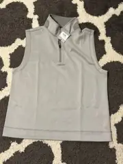 Hickey Freeman 1/4 zip Golf Vest Mens L Striped New Gray NWT