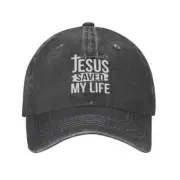 Jesus Saved My Life Christ Priest Quote Unisex Baseball Cap Denim Washed Caps