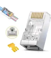 50 Pieces Shielded RJ45 Cat6 Cat 6A Connectors - Pass Through Connector