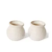 2x E Style 15cm Ceramic Wanda Plant/Flower Vase Tabletop Decor Hessian White
