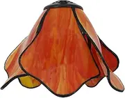 8 Inch Wide Tiffany Lamp Shade Accessories Replacement Only Stained Glass Lotus Lampshades Vintage Pink Beige Orange Light Cover for Table Lamp Pendant Light Desk Light,Orange KeYJ