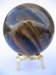 Yellow Tiger Eye 7cm 395g Crystal Ball Orb Sphere with Gold Stand (TEY006)