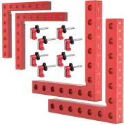 4 Pack VEIKO 140mm x 140mm 90 Degree Right Angle Clamps Positioning Squares MM/Inch Scale Aluminum Alloy Woodworking Car