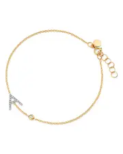 Zoe Lev 14K Yellow Gold Diamond Initial & Bezel Bracelet