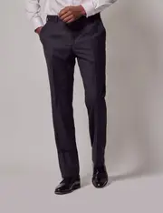 Hawes & Curtis Dark Charcoal Twill Wool Classic Fit Suit Trousers Size: 40" (EU 56)