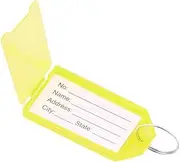 Plastic Key Chains Key Fob Label Plastic Luggage Name ID Tag with Split Ring Tag Window Paper Label Insert for Keys, Luggage, Luggage, Personal Items 5.5x2.8cm/2.17x1.1" GUL