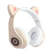 CXT-B39 Girls cat ears luminous head-mounted mobile phone wireless bluetooth headset - yellow