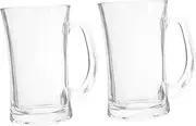 iplusmile 2pcs Clear Glass Beer Mugs Dishwasher Safe Drinking Cups Classic Design for Beer Coffee Juice and More Versatile Heat Resistant Glassware for All Beverages