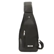 Men USB Anti-theft Chest Bag Crossbody Messenger Shoulder Backpack Sling Pack Sports Travel BLACK COLOR