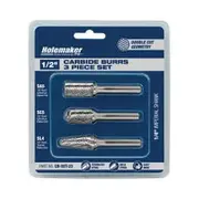 HOLEMAKER 1/2 inch D-Cut Carbide Burr TC Set - 3 Piece CB-SET-23
