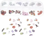 PAMINGONO Nail Art Sticker for Women Halloween Fingernail Decors Sequins Press Nails Gel Base and Top Coat Set