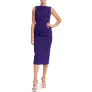 Badgley Mischka Collection Gathered Sleeveless Sheath in Deep Purple at Nordstrom, Size 14