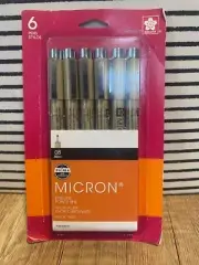Sakura Pigma Micron Pens 08/.50mm BLACK 6 Pack 50039