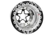 Weld Racing Alumastar Drag Rim Black Centre 15" x 12", 4" B/S With 5 x 4.50" B/C, Double Bead-Loc With M/T Tyres