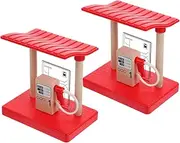 Abaodam Pcs Wooden Train Track Accessories for Boys and Girls Pretend Play Gas Station Barrier Scenery