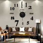 Large Frameless DIY Wall Mute Clock 3D Mirror Surface Sticker Home Office Decor