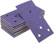 X AUTOHAUX Sandpaper Hook & Loop Sanding Sheets 7.09Inch x 3.74Inch Purple 50 Pcs P60 Rectangular Flocking 8 Hole Efficient Grinding and Polishing
