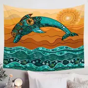 Artistic Ocean and Dolphin Tapestry