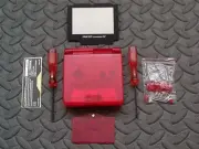 GameBoy Advance SP Replacement Housing Shell CLEAR RED + Screen Lens