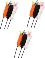 9 Pcs Cat Teaser Wand Interactive Cat Toy Rabbit Fur Cat Teaser Stick Pet Pole