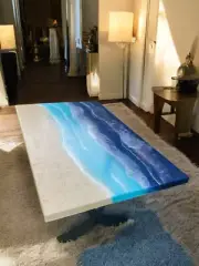 48"x24" Ocean wave Epoxy resin Conference Meeting Table Luxury Console Desk Deco