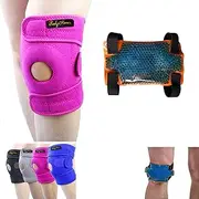 BodyMoves Kid's Knee Brace Support Plus Hot and Cold Ice gel Pack for stabilizing patella meniscus tear ligament injury prevention