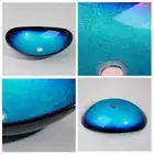 Bathroom Only Oval Blue Tempered Glass Wash Bowl Sink Vanity Countertop Basin