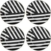 Mikasa Luxe Deco 4-Piece Fine China Side Plate Set - Art Deco Inspired Small Plates with Genuine Gold Trim | Dishwasher Safe | Perfect for Dining | Gift Boxed | 21cm | Set of 4 | Black & White Design
