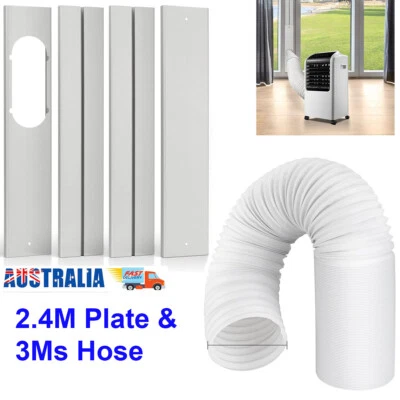 Portable Air Conditioner Spare 2.4m Window Slide Plates AC Vent Exhaust Hose Kit