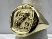 Owl of Athena Nike Goddess Minerva ancient coin copy Signet Ring