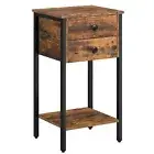 HOOBRO Tall Nightstand Bedside Table with 2 Drawers and Storage Shelf Industr...