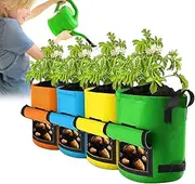 Jiimhte Potato Bags for Growing - 4-Pieces Fabric Vegetable Growing Containers with Handle - Nursery Pots, Gardening Tools for Taro Tomatoes Radish Carrots Onions Garlic