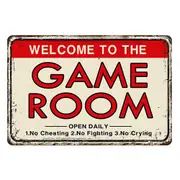 Game Room Welcome Rustic Metal Sign Vintage Tin Shed Garage Bar