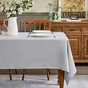 [Fantastshop] Faux Linen Tablecloth Square for Dinning Room, Washable Stain Resistant Rectangle Table Cloth for Kitchen, Rustic Farmhouse Style Room Decor for Party, Light Grey, 137cm x 137cm