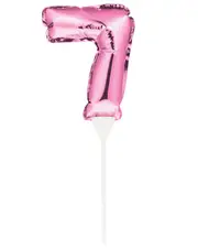 Pink Self-Inflating Number 7 Balloon Cake Topper