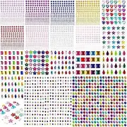 BetterJonny 2199Pcs Colorful Acrylic Crystal Face Gems Stickers, Variety Pack Rhinestone Stickers for Nail Makeup Art DIY Crafts