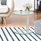 Artiss Coffee Table Oval Tempered Glass Side End Beside Tables Cafe 45cm