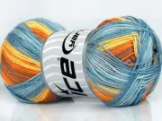 Yellow Orange Brown Blue Biscuit 77494 Ice Yarns Fine Micro Acrylic 100gr 382yd