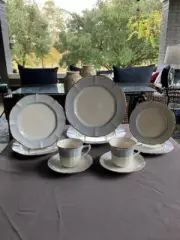 Centura Blue by Noritake - Two Complete 5pc Place Settings of Vintage Dinnerware