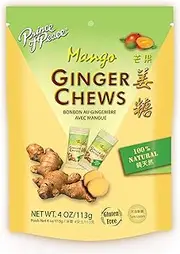 Prince of Peace 100% Natural Flavored Ginger Chews, 4.0 Ounce | Individually Wrapped Ginger Candy (Mango)