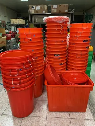 庫存品 萬年桶 86L塑膠桶 含蓋子 萬能桶 儲水桶 普力桶 波力桶 廚餘桶 垃圾桶 橘色水桶