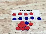 Ten Frame Tray and two sided Counter - for Teaching Number for Kids School