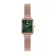 【NATURALLY JOJO】復古方形典雅米蘭帶腕錶-JO96992-44R(綠色x玫瑰金/20mm)