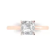 14K Rose Gold Solitaire Promise Ring, 1.5 ct Asscher Cut Simulated Diamond