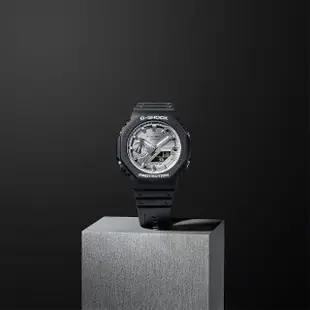 【CASIO 卡西歐】G-SHOCK 八角農家橡樹雙顯手錶-冷酷黑銀 母親節 禮物(GA-2100SB-1A)