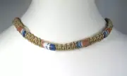 Handmade Flat Hemp Choker Necklace with African Sandcast Beads