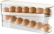 KALWEL,Egg Holder for Fridge,Double Spiral Egg Holder,Egg Dispenser for Refrigerator Roll Down,Egg Container for Refrigerator 14 Count,Clear Plastic Egg Container for Refrigerator,for Refrigerator