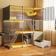 Cat Cage for Indoor Cats, Outdoor Cat Cage - Cat Cages Indoor Large with Litter Box DIY Pet Playpen Metal Kennel Easy to Assemble Ideal for 1-3 Cat