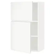 METOD wall cabinet with shelves/2 doors, white/Voxtorp matt white, 60x37x100 cm